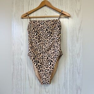 Hollister Leopard Print One Piece Swimsuit - Square Neckline - Size M - NWOT